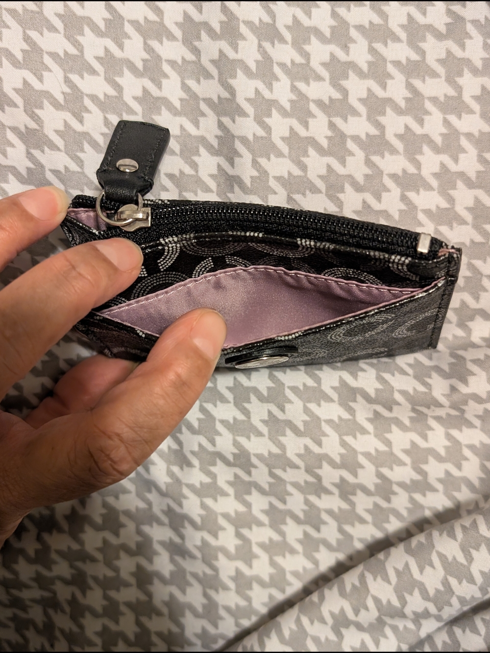 Coach Black Signature Coin Card Case - Picture 3 of 5